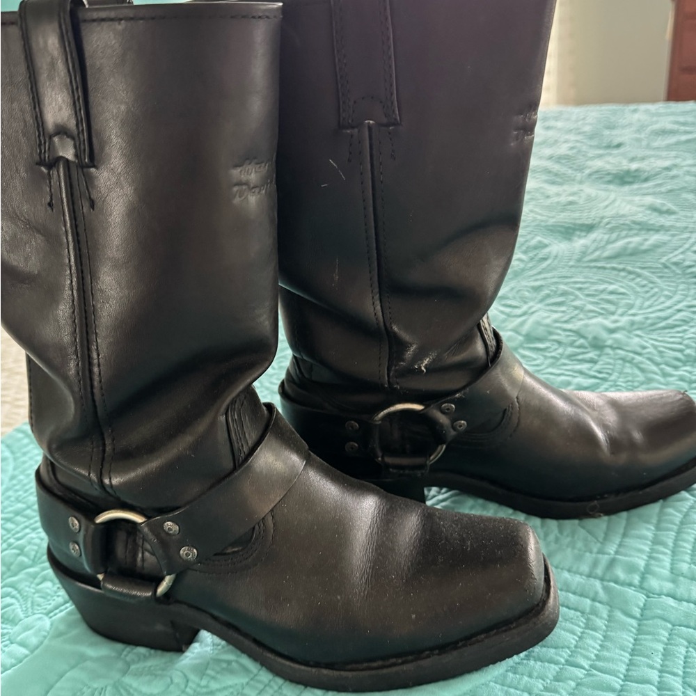 Harley-Davidson Black Leather Women's Harness Moto Boots